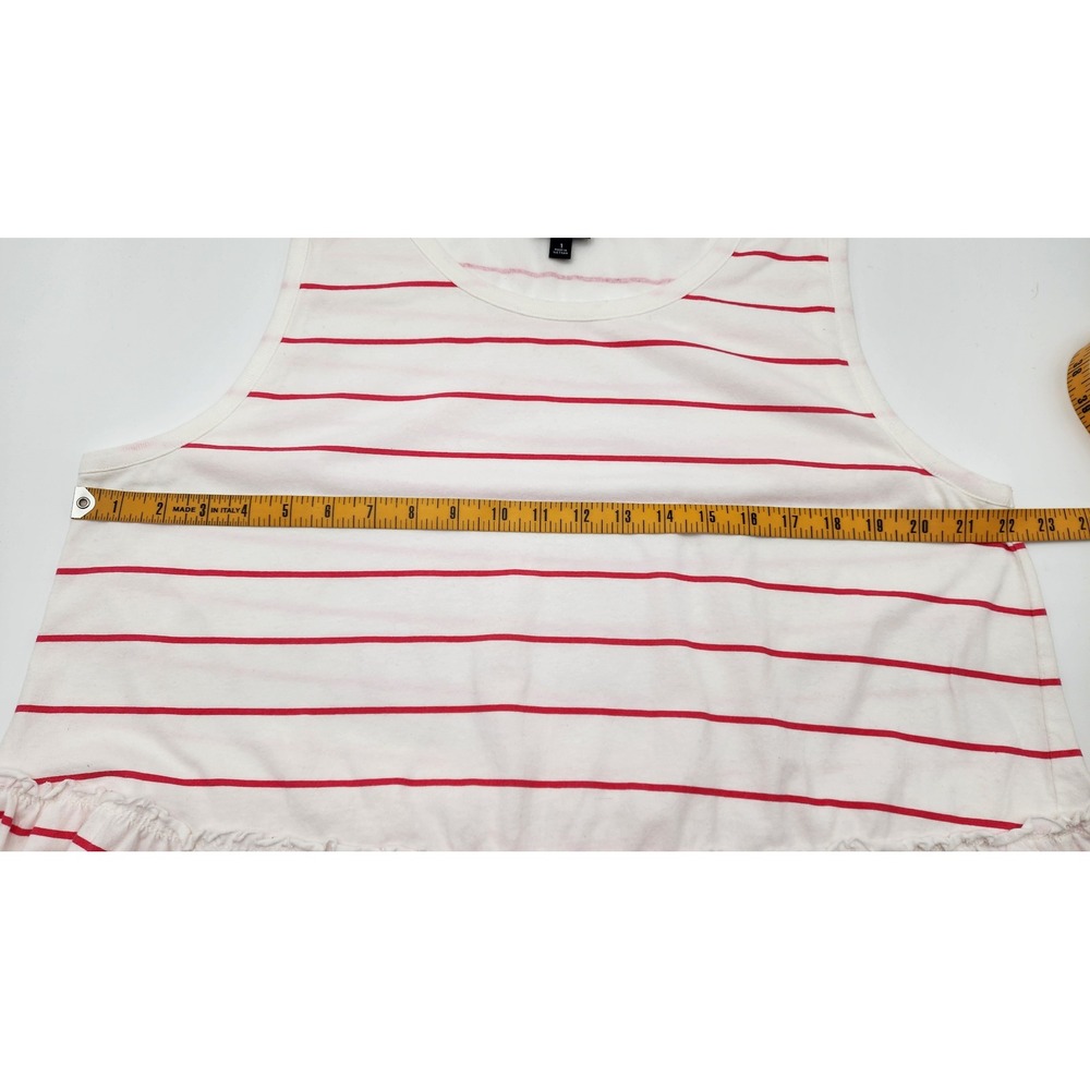 Torrid Tank Top Women 14-16 White Red NEW Striped Babydoll Peplum Ruffle Cotton - Picture 4 of 9